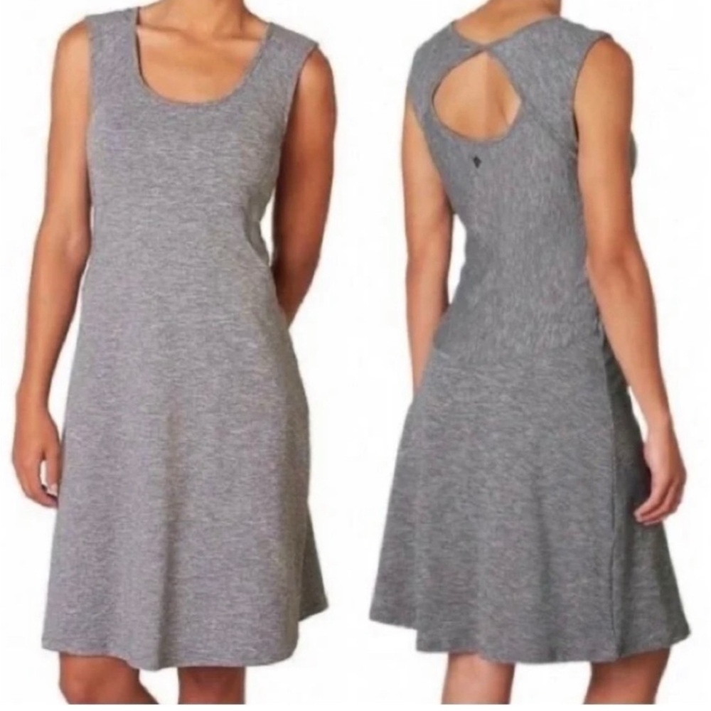Prana Calico Athleisure Gray Dress Built-in Bra Size Small